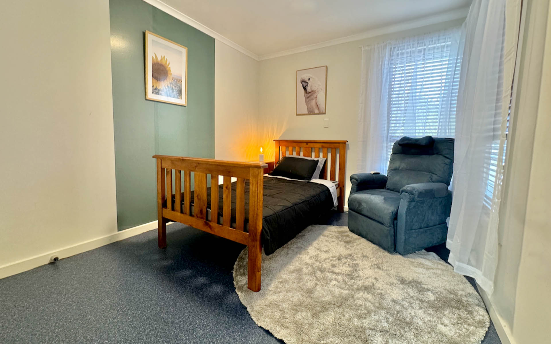 A bedroom inside a Wallara accommodation home in Heatherton