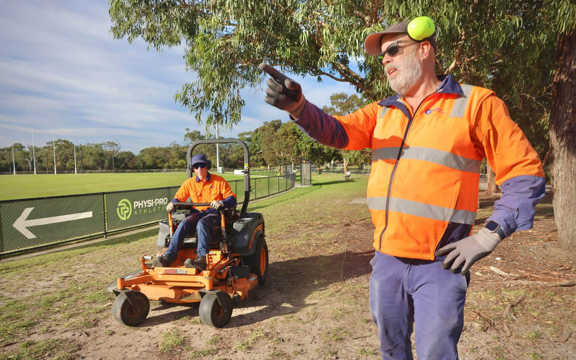 Land management client on ride on mower